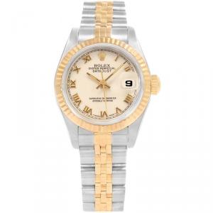 Rolex Ivory 18K Yellow Gold and Stainless Steel Datejust 69173 Women's Wristwatch 26MM