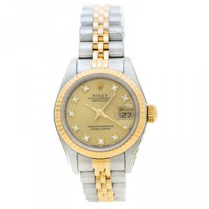Rolex Gold Stainless Steel 18K Yellow Gold Diamond Datejust 69173 Women's Wristwatch 26 mm