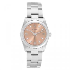 Rolex Salmon Stainless Steel Baton 77080 Women's Wristwatch 31MM