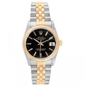 Pre Owned Rolex Black 18K Yellow Gold and Stainless Steel Datejust 68273 Women's Wristwatch 31MM