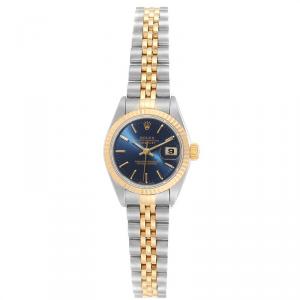 Rolex Blue 18K Yellow Gold and Stainless Steel Datejust 79173 Women's Wristwatch 26MM