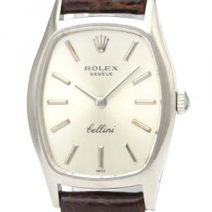 Rolex Silver 18K White Gold Cellini 3803 Mechanical Women's Wristwatch 23 MM