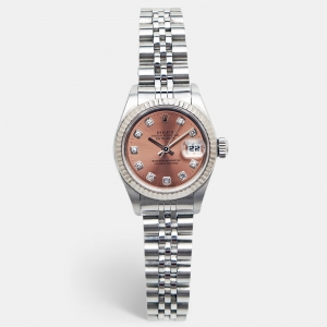 Rolex Pink Diamonds 18K White Gold Stainless Steel Datejust 79174 Women's Wristwatch 26 mm