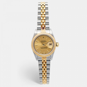 Rolex Champagne 18K Yellow Gold And Stainless Steel Datejust 69173 Women's Wristwatch 26 mm