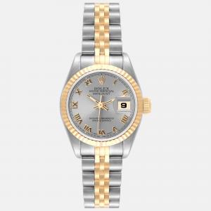 Pre Owned Rolex Datejust Slate Dial Steel Yellow Gold Ladies Watch 69173 26 mm