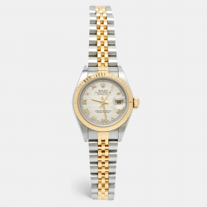 Rolex Ivory 18k Gold Stainless Steel 79173 Women's Wristwatch 26 mm
