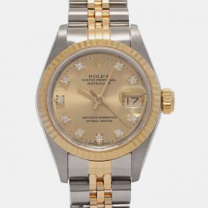 Rolex Champagne 18K Yellow Gold and Diamond Datejust 69173G Automatic Women's Wristwatch 26mm