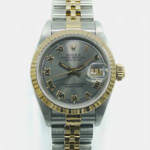 Rolex Gray 18K Yellow Gold and Stainless Steel Datejust 69173 Automatic Women's Wristwatch 26mm