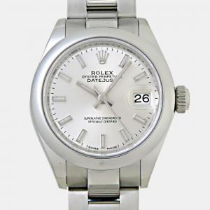 Rolex Silver Stainless Steel Datejust Automatic Women's Wristwatch 28 mm