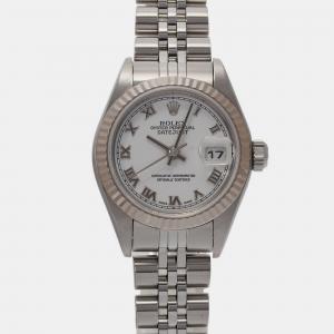 Rolex White 18k White Gold Stainless Steel Datejust Automatic Women's Wristwatch 26 mm