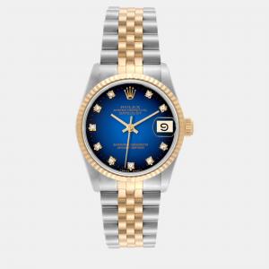 Rolex Datejust Midsize Steel Yellow Gold Vignette Diamond Dial Ladies Watch 31 mm