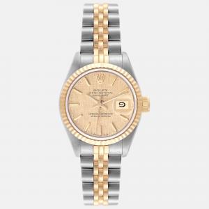 Rolex Datejust Champagne Linen Dial Steel Yellow Gold Ladies Watch 26 mm