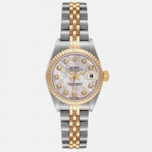 Rolex Datejust Mother of Pearl Diamond Dial Steel Yellow Gold Ladies Watch 26 mm