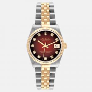 Rolex Datejust Midsize Steel Yellow Gold Vignette Diamond Women Watch 31 mm