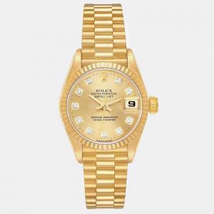 Rolex Datejust President Diamond Dial Yellow Gold Ladies Watch 26 mm