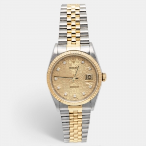 Rolex Champagne Jubilee Diamond 18K Yellow Gold Stainless Steel Datejust 16233 Women's Wristwatch 36 mm