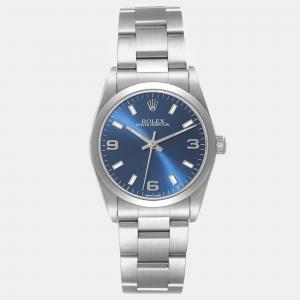 Rolex Oyster Perpetual Midsize Blue Dial Steel Ladies Watch 31 mm