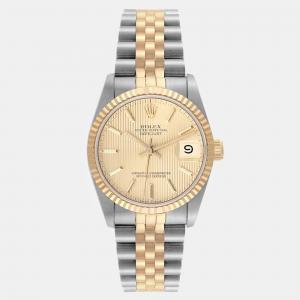 Rolex Datejust Midsize Tapestry Dial Steel Yellow Gold Ladies Watch 31 mm