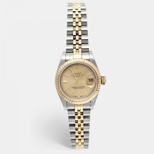 Rolex Champagne 18k Yellow Gold Stainless Steel Datejust 69173 Women's Wristwatch 26 mm