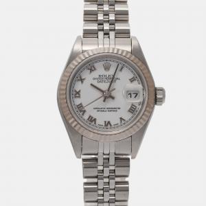 Rolex White Stainless Steel Datejust 79174 Automatic Women's Wristwatch 26 mm