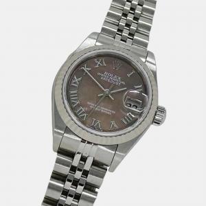 Rolex Black Shell Stainless Steel Datejust 79174 Automatic Women's Wristwatch 26 mm