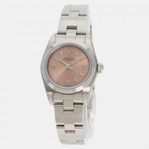 Rolex Pink Stainless Steel Oyster Perpetual 76080 Quartz Women's Wristwatch 24 mm