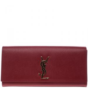 مملوكة مسبقًا Saint Laurent Hot Pink Monogram Leather Kate Clutch