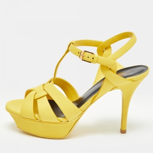 Saint Laurent Yellow Leather Tribute Sandals Size 36