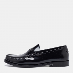 Saint Laurent Black Patent Leather Penny Le Loafers Size 40