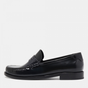 Saint Laurent Paris Black Leather Penny Slip On Loafers Size 38