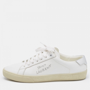 Saint Laurent White Leather Court Classic SL/06 Sneakers Size 38.5