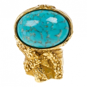 Pre Owned Saint Laurent Arty Turquoise Ring Size 52