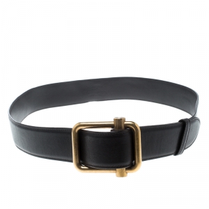 Pre Owned Saint Laurent Dark Brown Leather Buckle Belt 90cm