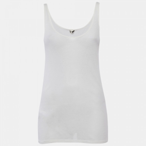 Saint Laurent Paris Cream Rib Knit Tank Top M