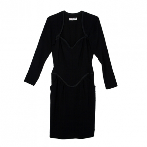 Saint Laurent Black Stretch Long Sleeve Dress M