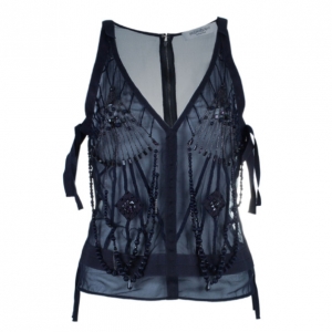 Saint Laurent Paris Soft Tulle Embellished Top M