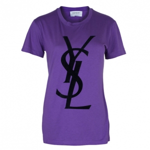 Saint Laurent Paris Purple Logo T-Shirt XS