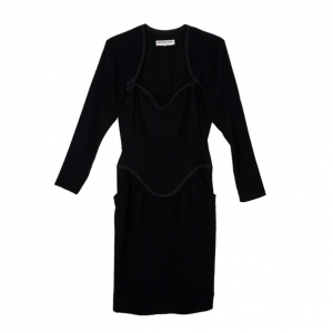 Saint Laurent Paris Black Stretch Long Sleeve Dress M