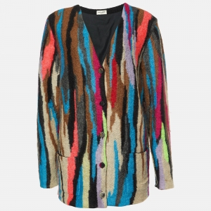 Saint Laurent Paris Multicolor Mohair Wool Cardigan M
