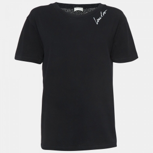 Saint Laurent Black LouLou Print Cotton T-Shirt S