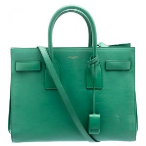 مملوكة مسبقًا Saint Laurent Paris Green Leather Small Classic Sac De Jour Tote