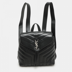 Saint Laurent Black Y Quilted Leather Loulou Backpack
