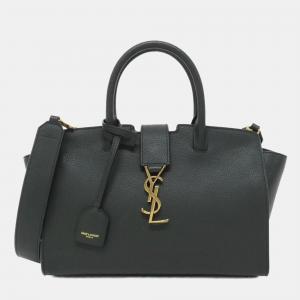 Saint Laurent Baby Tote Downtown Green Leather Handbag
