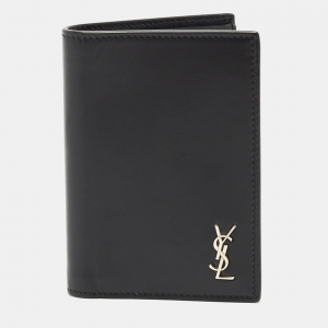 Saint Laurent Black Leather Tiny Cassandre Bifold Wallet