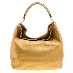 Saint Laurent Gold Leather Roady Hobo