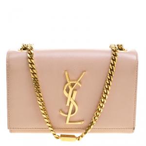 Pre Owned Saint Laurent Beige Leather Small Kate Crossbody Bag
