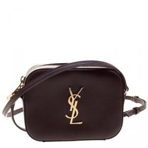 Pre Owned Saint Laurent Paris Burgundy Leather Crossbody Bag