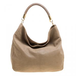 Saint Laurent Paris Beige Leather Roady Hobo