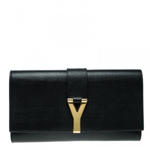 Pre Owned Saint Laurent Black Leather Chyc Clutch