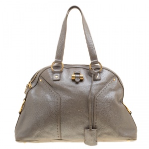 Saint Laurent Paris Taupe Shimmering Leather Large Muse Bag